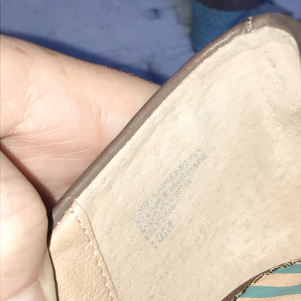 Splendid Brown/teal peep toe wedge - Picture 6 of 8